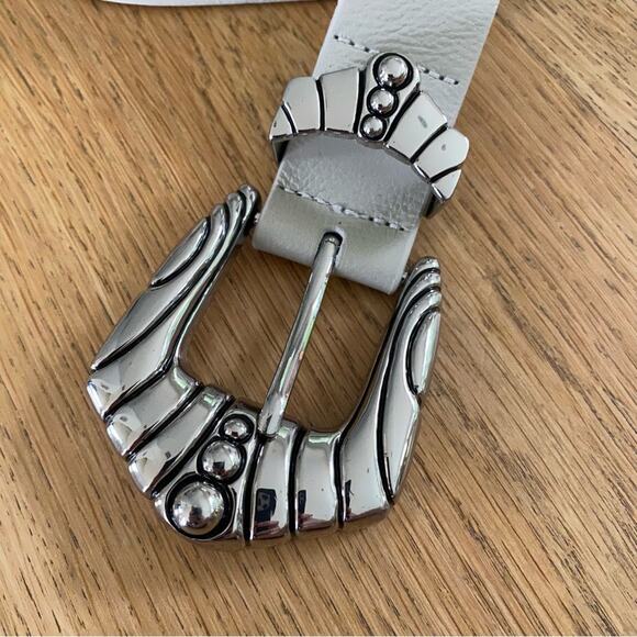 Love Strength Gray Leather Belt with Silver Buckle - Picture 2 of 5